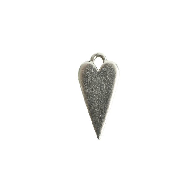 Charm Small Elongated HeartAntique Silver