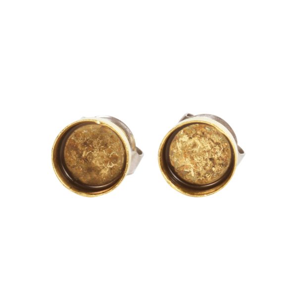 Earring Post 6mm CircleAntique Gold Nickel Free
