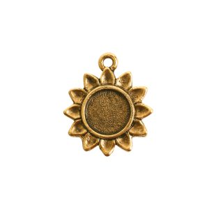 Itsy Bezel Sunflower Single Loop<br>Antqiue Gold