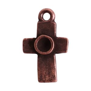 Tiny Bezel Rustic Cross Single LoopAntqiue Copper