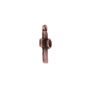 Tiny Bezel Rustic Cross Single LoopAntique Copper