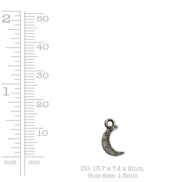 Charm Mini Crescent MoonSterling Silver Plate