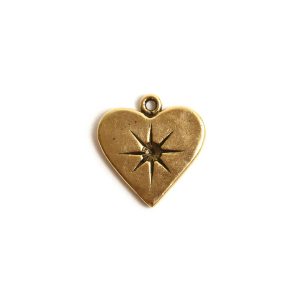 Charm Small Heart Bezel<br>Antique Gold