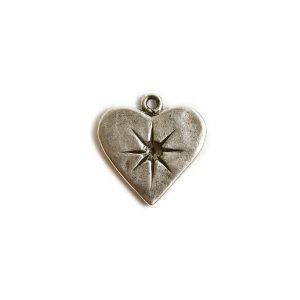 Charm Small Heart Bezel<br>Antique Silver
