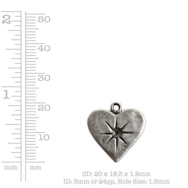 Charm Small Heart BezelSterling Silver Plate