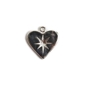 Charm Small Heart Bezel<br>Sterling Silver Plate