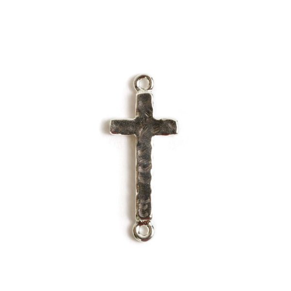 Charm Tradition Cross Double LoopSterling Silver Plate