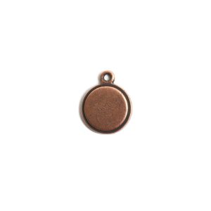 Decorative Flat Tag Mini Circle Single Loop<br>Antique Copper
