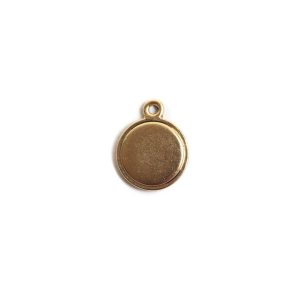 Decorative Flat Tag Mini Circle Single Loop<br>Antique Gold