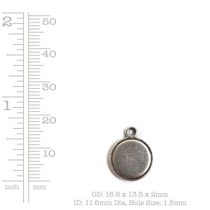 Decorative Flat Tag Mini Circle Single Loop<br>Antique Silver