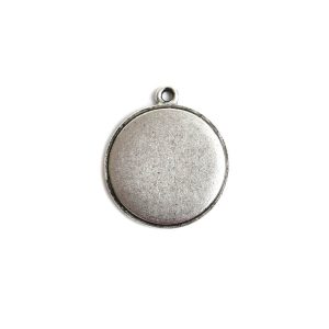 Decorative Flat Tag Small Circle Single Loop<br>Antique Silver