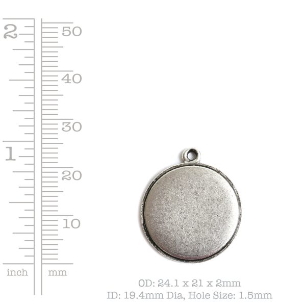 Decorative Flat Tag Small Circle Single LoopAntique Silver
