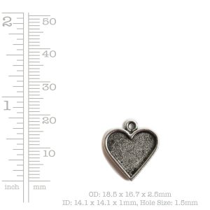 Mini Pendant Traditional Heart Single Loop<br>Antique Silver