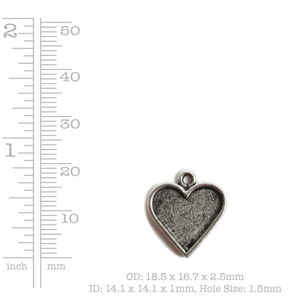 Mini Pendant Traditional Heart Single LoopAntique Silver