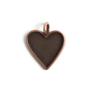Small Pendant Traditional Heart Single Loop<br>Antique Copper