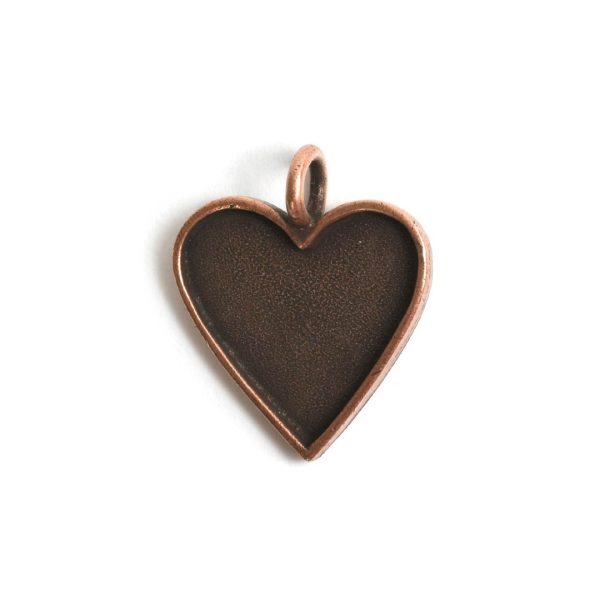 Small Pendant Traditional Heart Single LoopAntique Copper