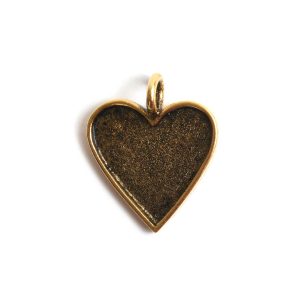 Small Pendant Traditional Heart Single Loop<br>Antique Gold