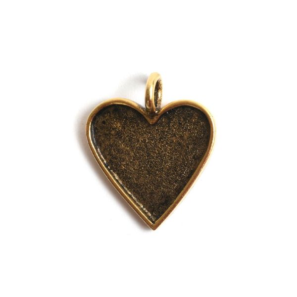 Small Pendant Traditional Heart Single LoopAntique Gold