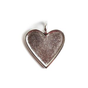 Small Pendant Traditional Heart Single Loop<br>Sterling Silver Plate