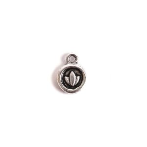 Charm Itsy Circle Lotus<br>Antique Silver