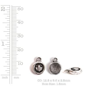 Charm Itsy Circle Lotus<br>Sterling Silver Plate