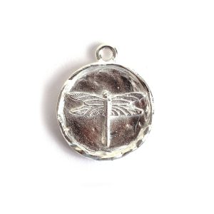 Charm Small Round Dragonfly<br>Sterling Silver Plate