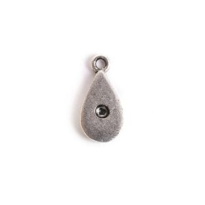 Tiny Bezel Teardrop Single LoopAntique Silver