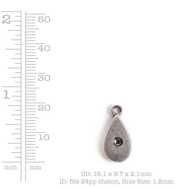 Tiny Bezel Teardrop Single LoopAntique Silver