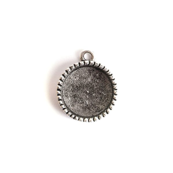 Beaded Pendant Mini Circle Single LoopAntique Silver