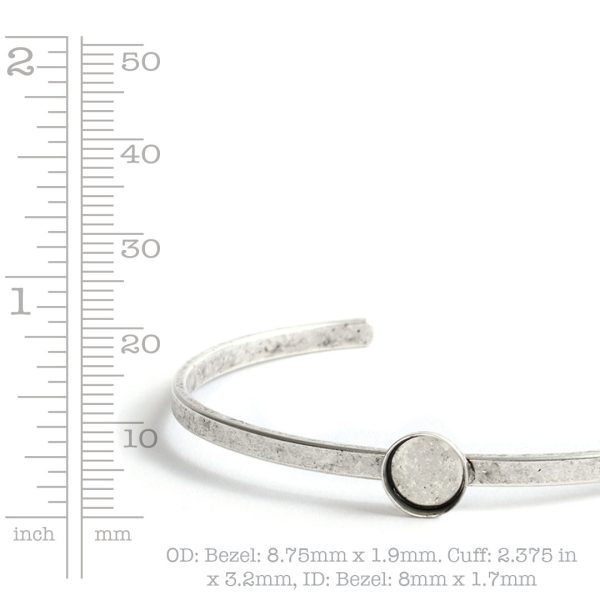 Cuff Bracelet 8mm CircleAntique Silver