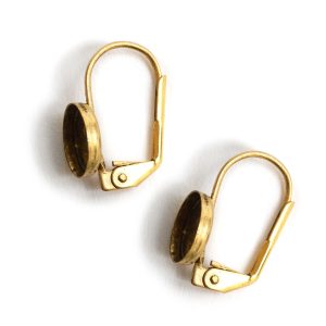 Earring Leverback 8mm Circle<br>Antiuqe Gold Nickel Free