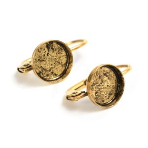 Earring Leverback 8mm Circle<br>Antiuqe Gold Nickel Free