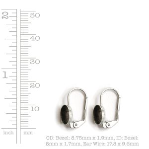 Earring Leverback 8mm Circle<br>Antiuqe Silver Nickel Free