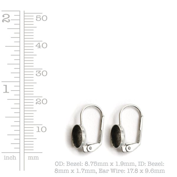 Earring Leverback 8mm CircleSterling Silver Plate Nickel Free