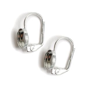 Earring Leverback 8mm Circle<br>Sterling Silver Plate Nickel Free