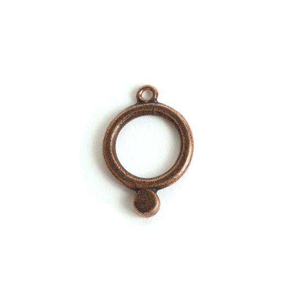 Drop Bezel Small Circle Single LoopAntique Copper