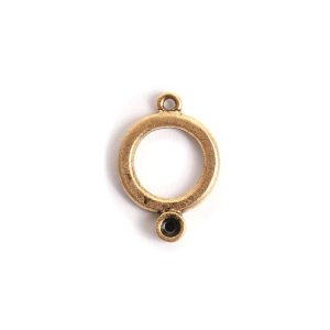 Drop Bezel Small Circle Single Loop<br>Antique Gold