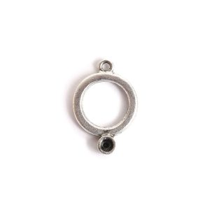 Drop Bezel Small Circle Single Loop<br>Antique Silver
