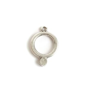 Drop Bezel Small Circle Single LoopAntique Silver