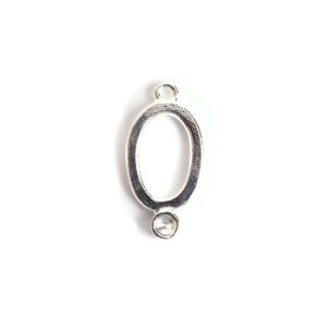 Drop Bezel Small Oval Single LoopSterling Silver Plate