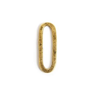 Hoop Hammered Small Elongated Oval<br>Antique Gold