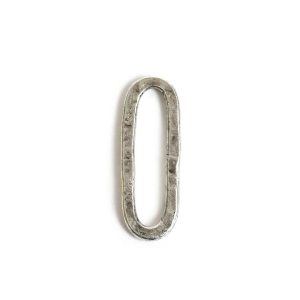Hoop Hammered Small Elongated Oval<br>Antique Silver