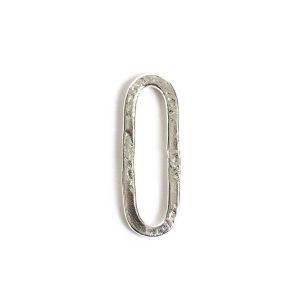 Hoop Hammered Small Elongated Oval<br>Sterling Silver Plate