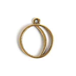 Open Pend Crescent Moon Large Single Loop<br>Antique Gold