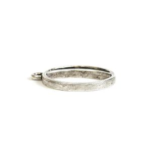 Open Pend Crescent Moon Large Single Loop<br>Antique Silver