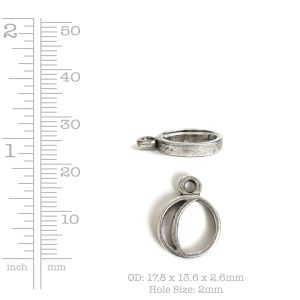 Open Pend Crescent Moon Mini Single Loop<br>Antique Silver