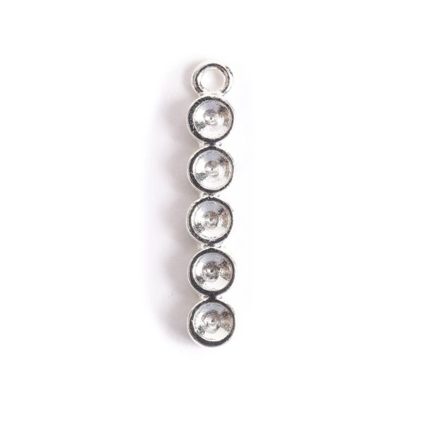 Tiny Bezel Five Circle Single LoopSterling Silver Plate