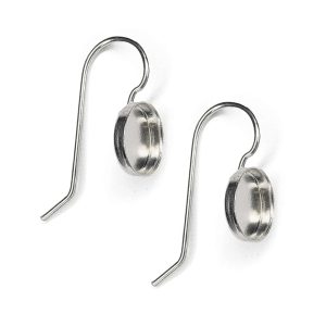 Earring Wire 8mm CircleSterling Silver Plate