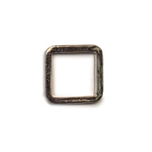 Hoop Hammered Small SquareSterling Silver Plate